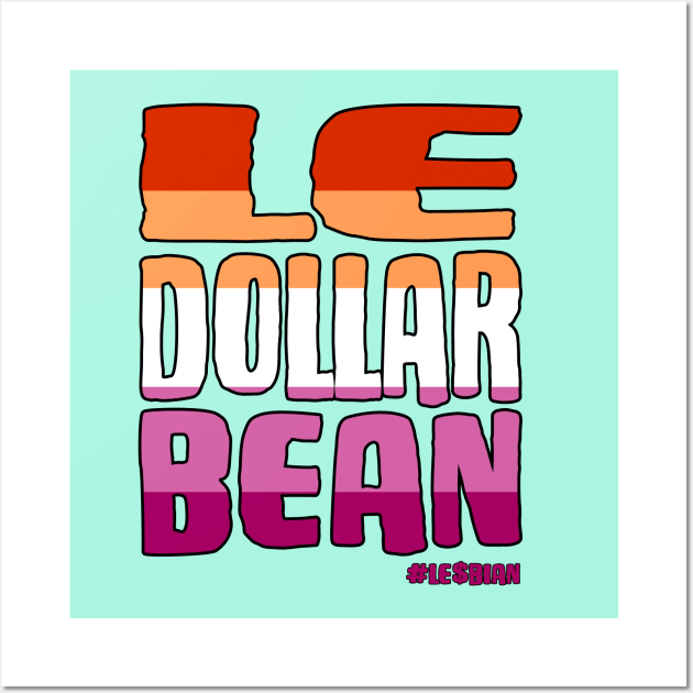 Lesbian Le Dollar Bean Flag Colors with Funky Text Wall Art by Punderstandable